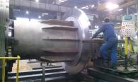 S355 steel part being machined. Ø 3200 Lg 2500 weight 17T