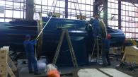 Mechanically-welded unit being loaded. Assembled unit size and weight: Ø 3200 Lg 9200 weight 48T