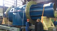 Mechanically-welded unit being loaded. Assembled unit size and weight: Ø 3200 Lg 9200 weight 48T